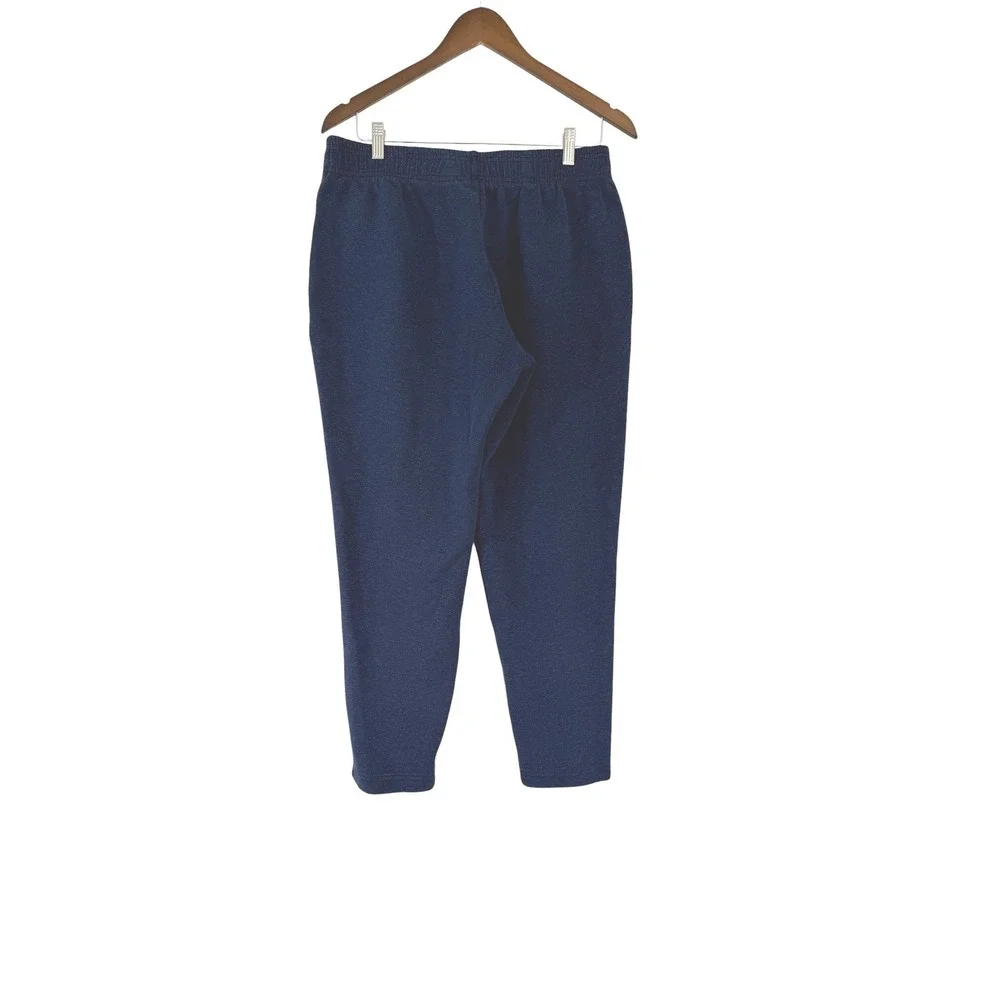 Adidas Mens Navy Blue Heather Fleece Jogger Sweatpants Large Embroidered Logo